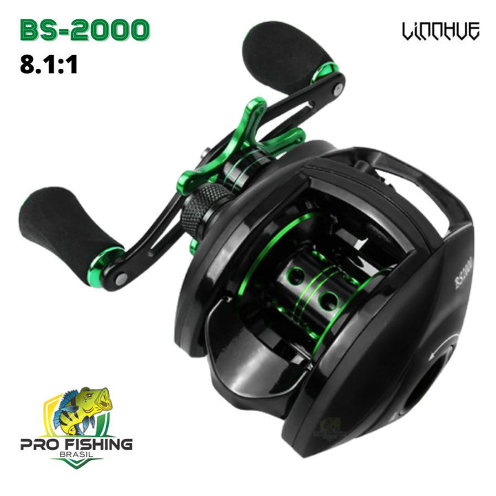 Nova Carretilha BASSER BS-2000 LINNHUE com 12 Rolamentos + 1BB – Freio de 8KG (Drag) - Recolhimento 8.1:1 Super Rápida