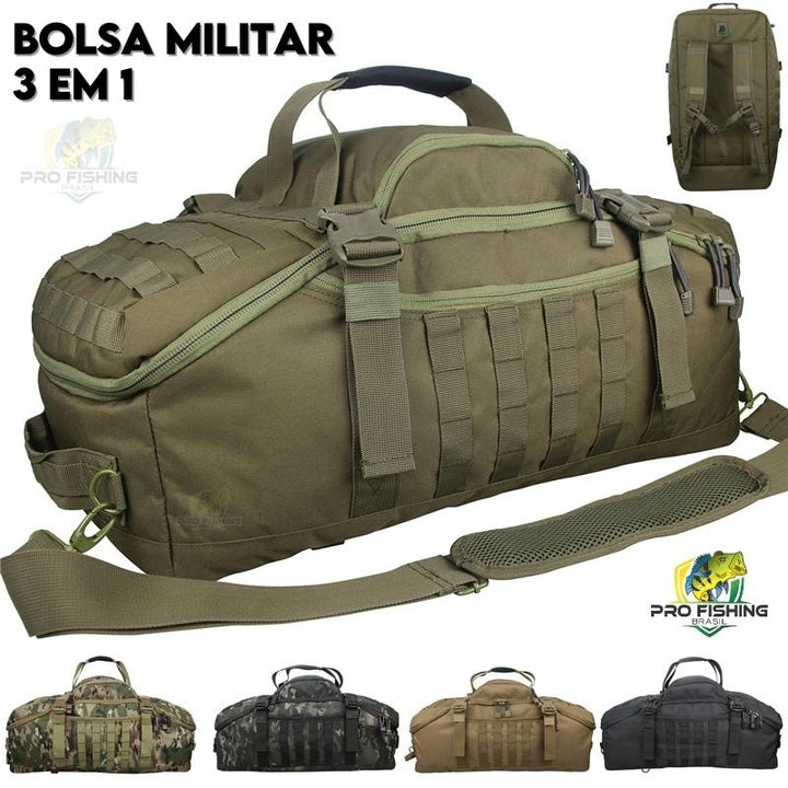 Bolsa Tática Militar Expedition 3 em 1 – Bolsa, Mala ou Mochila - 80 Litros - Frete Grátis