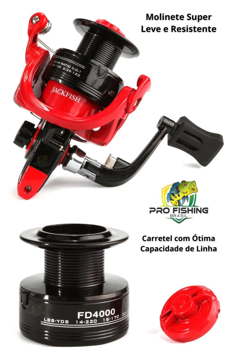 Novo Molinete JACKFISH FD 1000/6000 com 5 Rolamentos - Frete Grátis p/ Todo Brasil