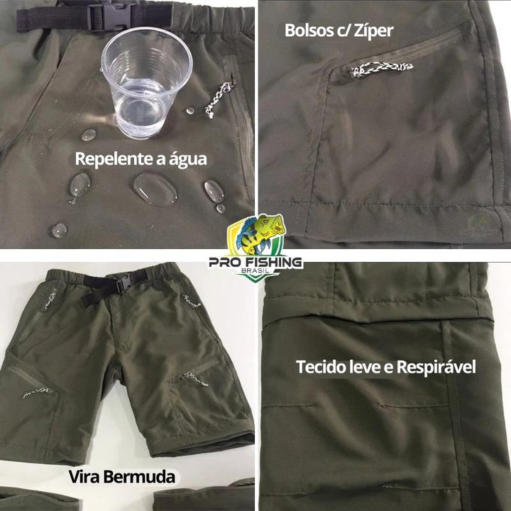 Calça que vira Bermuda Outdoor Sport com Proteção Solar UV+50 Super Confortável - Unissex
