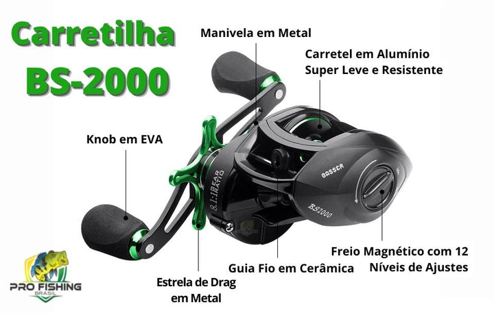 Nova Carretilha BASSER BS-2000 LINNHUE com 12 Rolamentos + 1BB – Freio de 8KG (Drag) - Recolhimento 8.1:1 Super Rápida