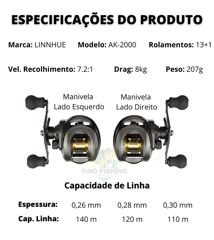 Nova Carretilha Premium LURE PRO AK-2000 - Lançamento 2024 - Frete Grátis