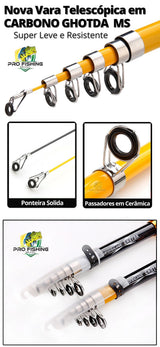 Vara Telescópica de Carbono Premium GHOTDA MS - Importada