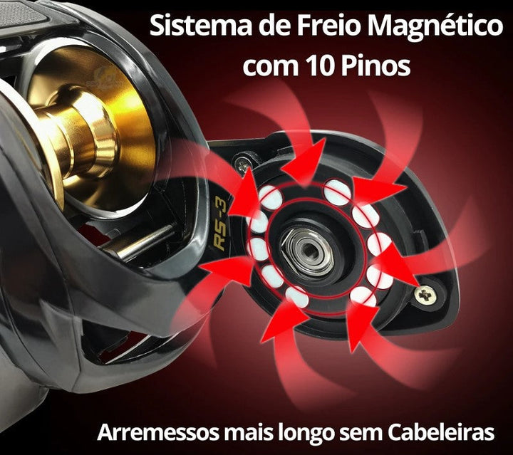 Nova Carretilha SPIDER RS-3 - 11 Rolamentos - Freio de 8.5kg - Recolhimento 7.3:1