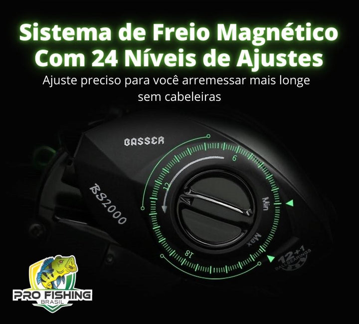 Nova Carretilha BASSER BS-2000 LINNHUE com 12 Rolamentos + 1BB – Freio de 8KG (Drag) - Recolhimento 8.1:1 Super Rápida