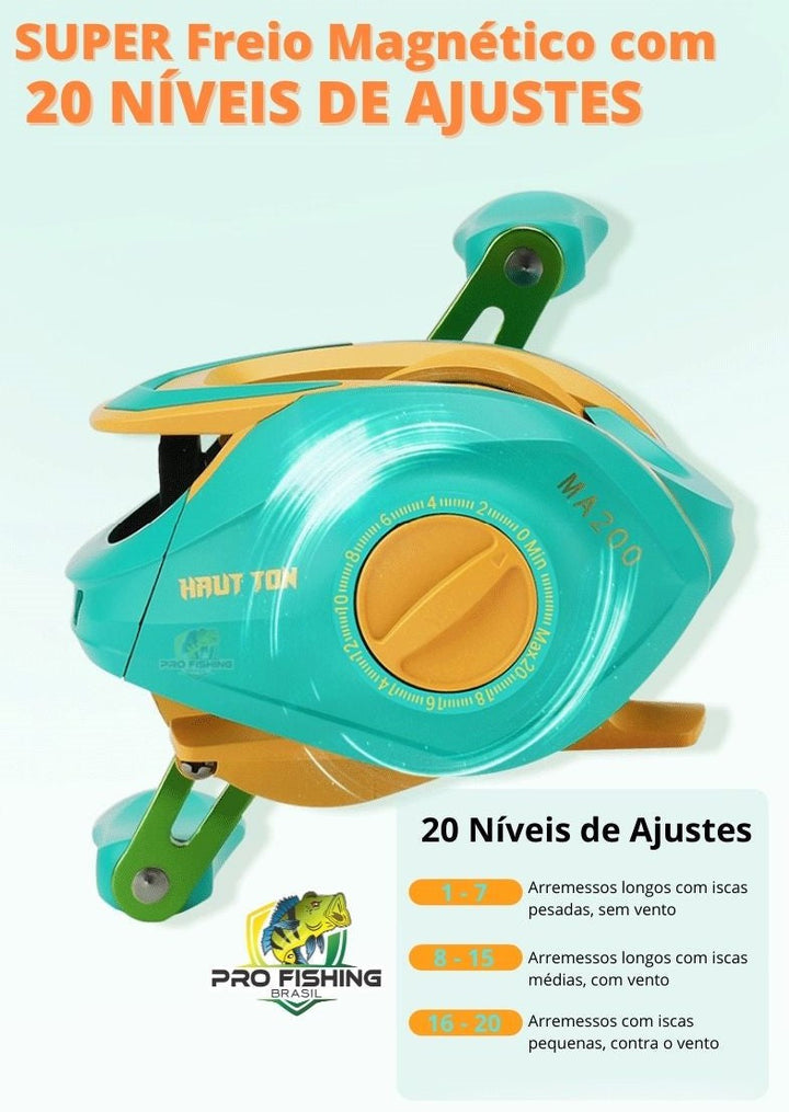 Nova Carretilha Haut Ton MA-200 - Freio de 8kg - Recolhimento Rápido e Suave - Frete Grátis para todo Brasil