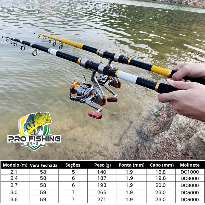 KIT de PESCA GHOTDA - Vara Telescópica GHOTDA + Molinete DC - Frete Grátis